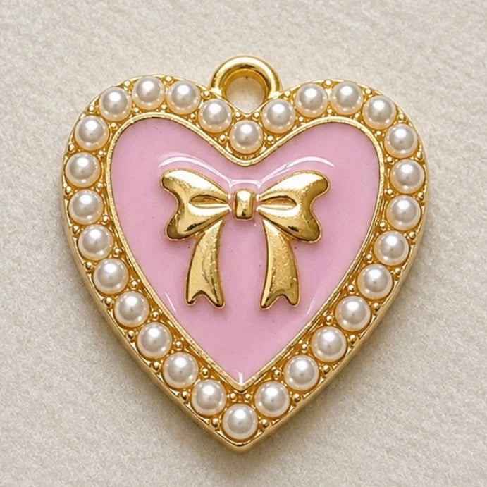 Charms - Pink Heart Bow
