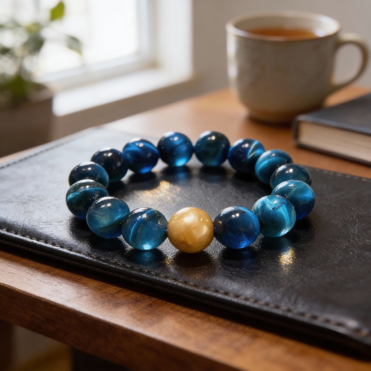 Blue Tiger Eye with Golden Edison Pearl Bracelet