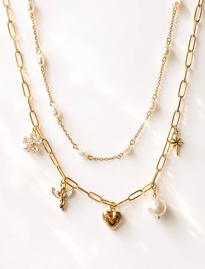 Soft Hearts Club Necklace Set