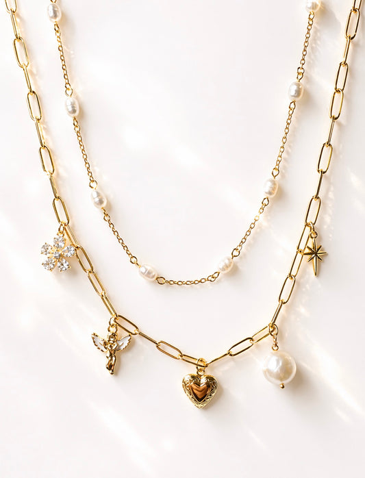 Soft Hearts Club Necklace Set
