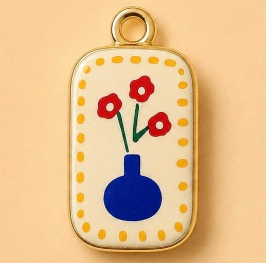 Charms - Enamel Flower Vase