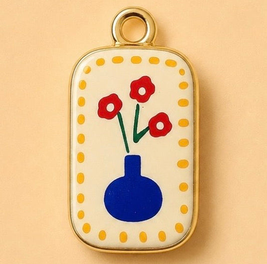 Charms - Enamel Flower Vase