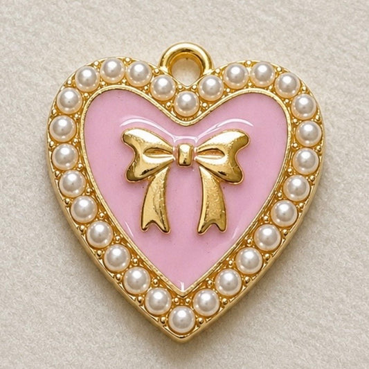 Charms - Pink Heart Bow