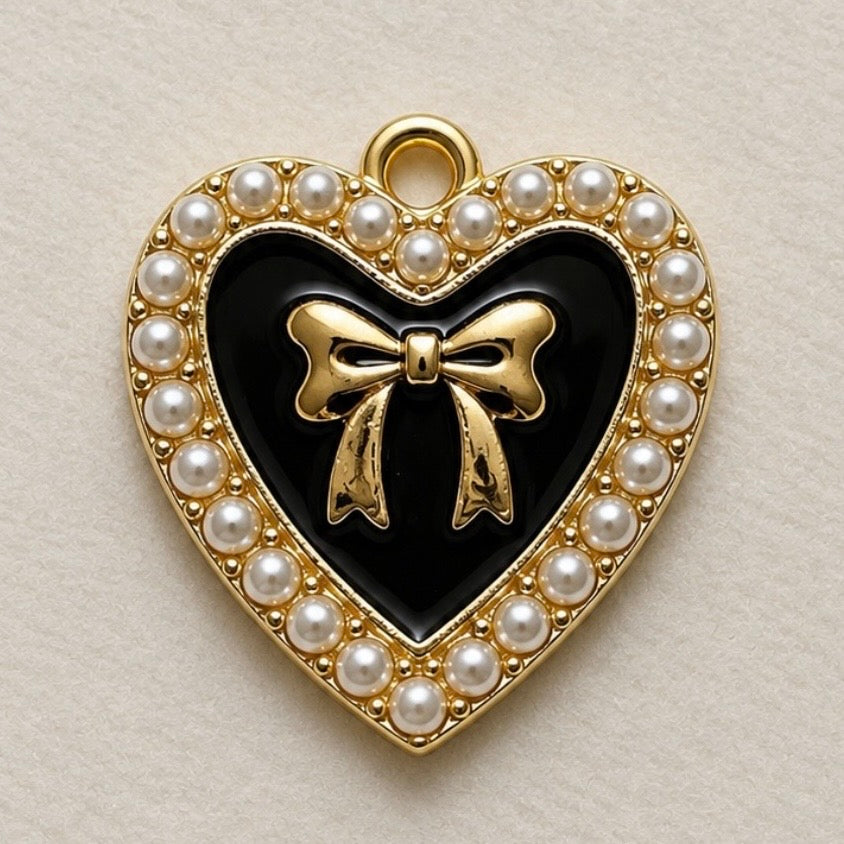 Charms - Black Heart Bow