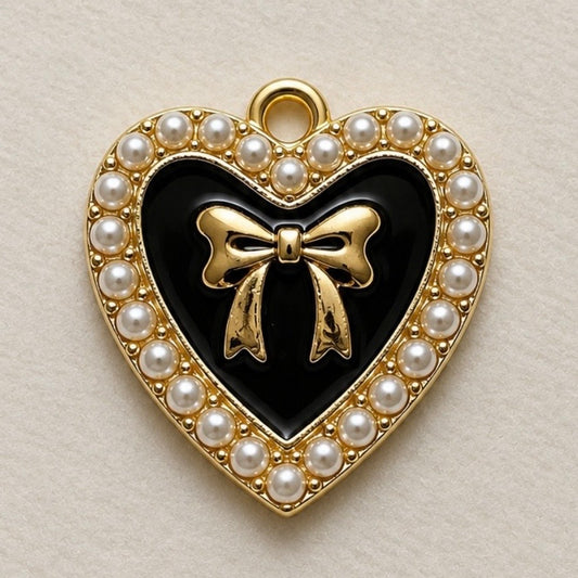 Charms - Black Heart Bow