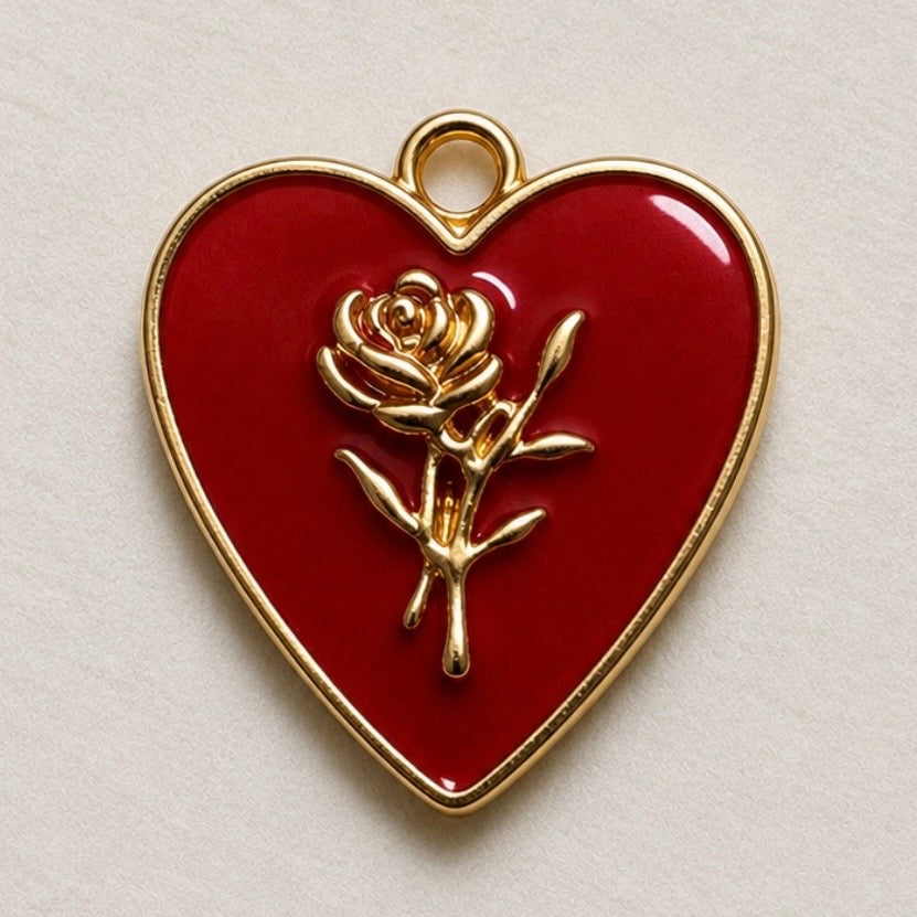 Charms - Red Heart Rose