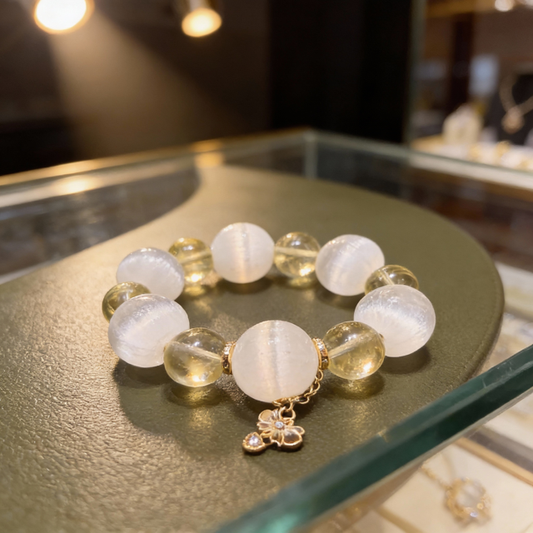 Selenite and Citrine Bracelet