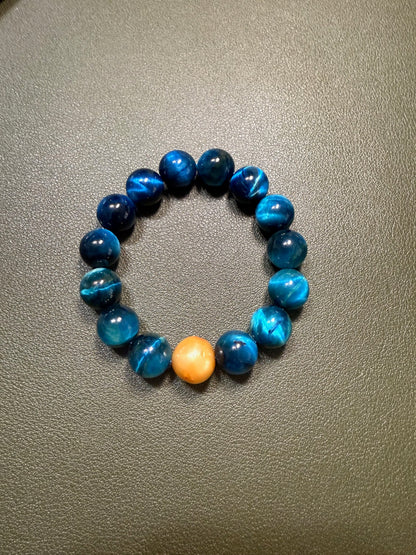 Blue Tiger Eye with Golden Edison Pearl Bracelet