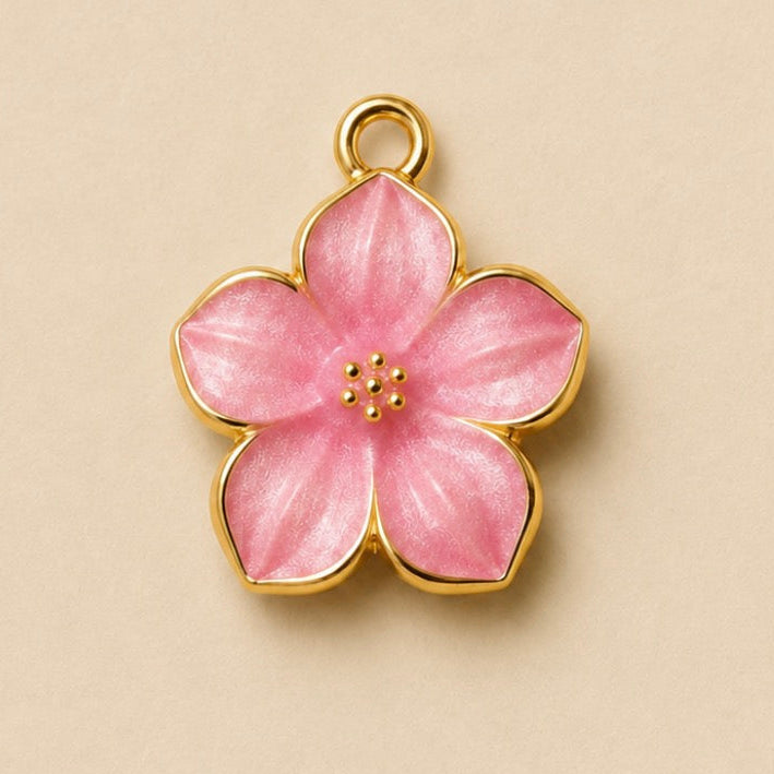 Charms - Pink Enamel Flower