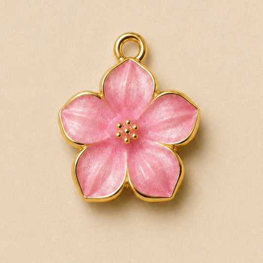 Charms - Pink Enamel Flower