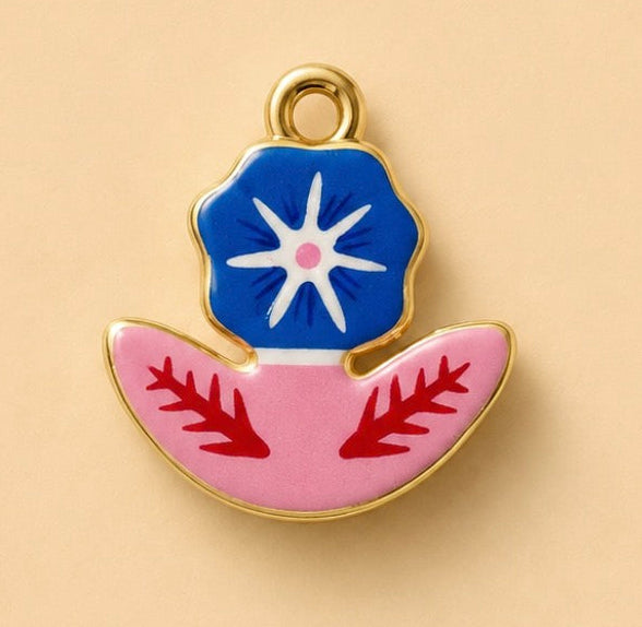 Charms - Blue Enamel Flower