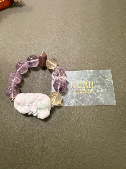 Jadeite &  Amethyst Bracelet