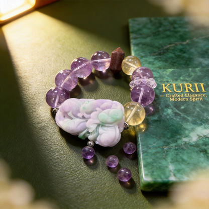 Jadeite &  Amethyst Bracelet