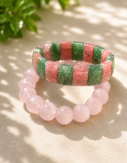 Duet 9- Green Adventurine and Rose Quartz